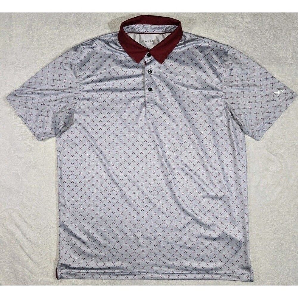 Mens Maelreg Performance Polo Shirt All Of Golf Club X Print  Large Gray